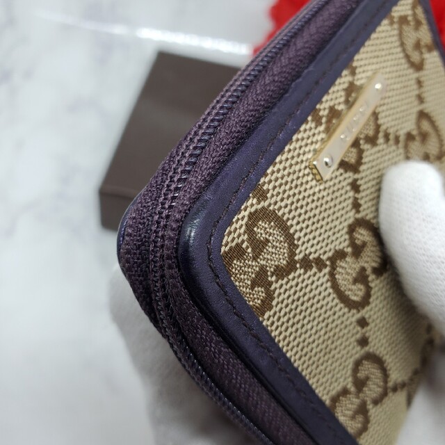 Gucci(グッチ)の【美品】 GUCCI グッチ GG キャンバス コインケース 小銭入れ 財布 紫 レディースのファッション小物(コインケース)の商品写真