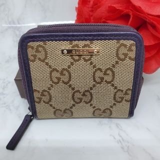 グッチ(Gucci)の【美品】 GUCCI グッチ GG キャンバス コインケース 小銭入れ 財布 紫(コインケース)