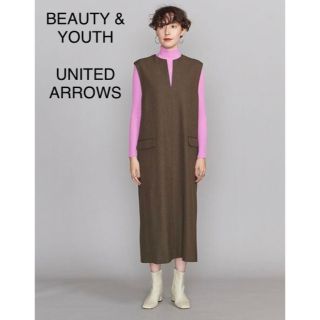 ビューティアンドユースユナイテッドアローズ(BEAUTY&YOUTH UNITED ARROWS)のまめ様専用 BEAUTY&YOUTH ツイードライクキーネックジャンパースカート(ロングワンピース/マキシワンピース)