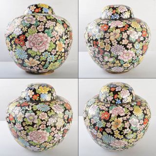 中国 古七宝琺瑯彩 百花文様 蓋壷 大茶壷 重さ約3.8kg F R5644B-