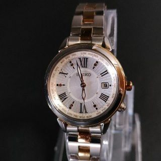 極美品【稼働品】SEIKO　セイコールキア　1B25ホワイト　シルバー　ソーラーErupur腕時計