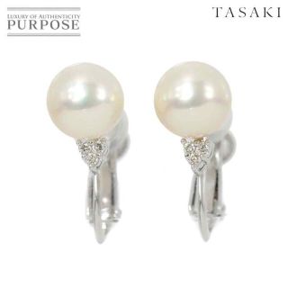 タサキ TASAKI アコヤ真珠 7.2mm ダイヤ イヤリング K18 WG ホワイト