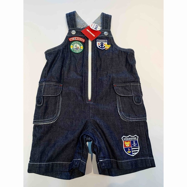 mikihouse(ミキハウス)の新品【ミキハウス オーバーオール 90cm】 キッズ/ベビー/マタニティのキッズ服男の子用(90cm~)(パンツ/スパッツ)の商品写真