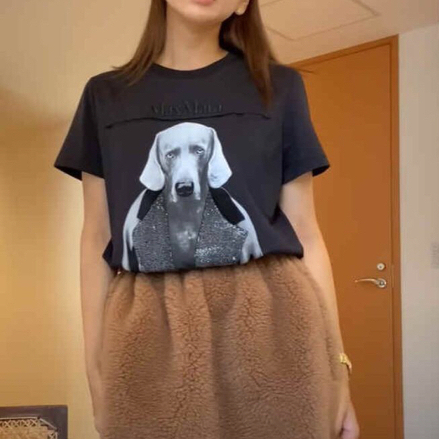 Max Mara(マックスマーラ)のMAX MARA MMDOG T-SHIRT LOGO Tシャツ ロゴ付 黒 L レディースのトップス(Tシャツ(半袖/袖なし))の商品写真