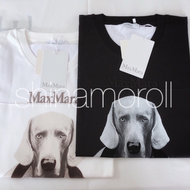 MAX MARA MMDOG T-SHIRT LOGO Tシャツ ロゴ付 黒 L