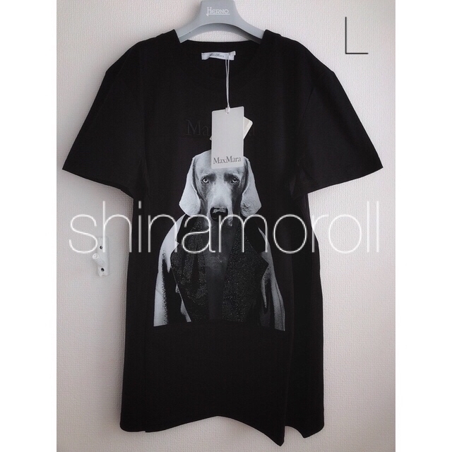 Max Mara(マックスマーラ)のMAX MARA MMDOG T-SHIRT LOGO Tシャツ ロゴ付 黒 L レディースのトップス(Tシャツ(半袖/袖なし))の商品写真