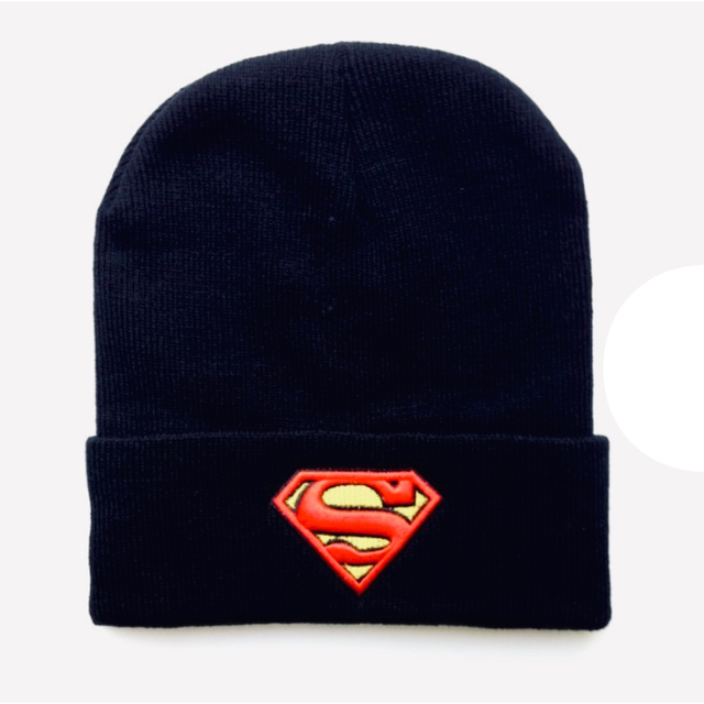 【大人気！】スーパーマン　ニット帽　キャップ　ビーニー　帽子　黒　ブラック メンズの帽子(ニット帽/ビーニー)の商品写真