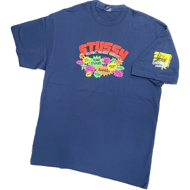 【STUSSY】90s old stussy market Tシャツ 紺 XL