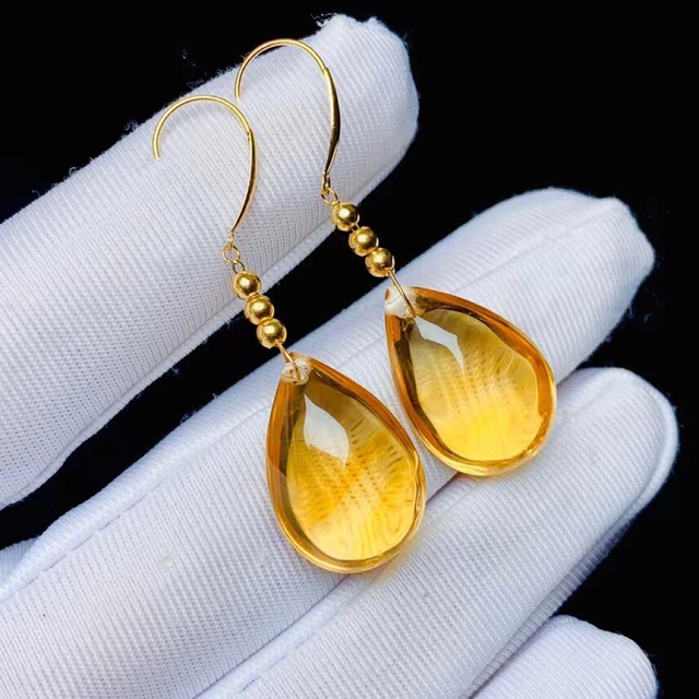 オンライン専門店 ⭐︎【天然】シトリン ピアス k18 9x11mm ピアス