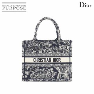 クリスチャンディオール(Christian Dior)の新品同様 クリスチャン ディオール Christian Dior ブック トート スモール バッグ キャンバス ネイビー M1265ZRGO VLP 90185117(トートバッグ)