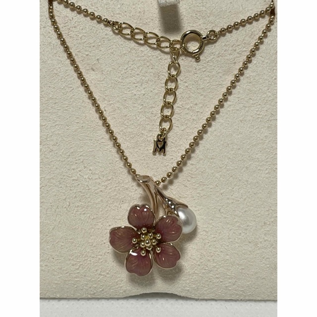 逸品！　ミキモト　チェリーブロッサム　桜　エナメルペンダントネックレス　K18