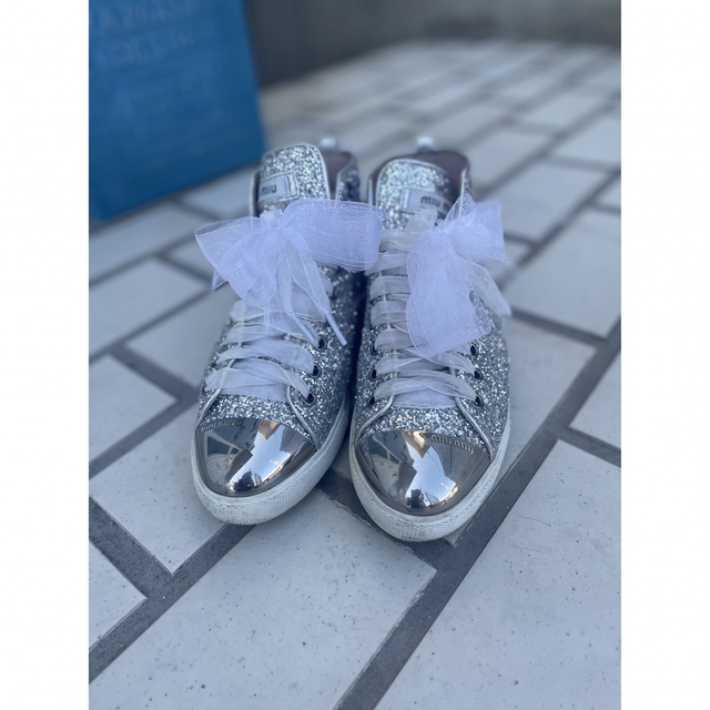 miumiu グリッター ハイカットスニーカー シルバー 36-eastgate.mk