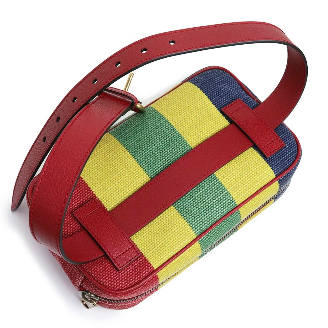 Gucci(グッチ)のグッチ バイアデラ ウエストバッグ ウエストポーチ ストライプ コットンリネン レザー レッド マルチカラー 625895 GUCCI（新品・未使用品） レディースのバッグ(ボディバッグ/ウエストポーチ)の商品写真