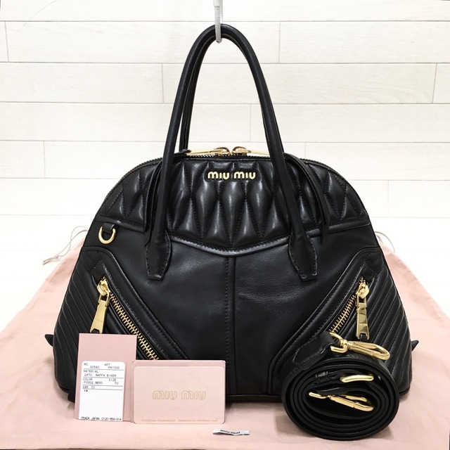 ハンドバッグ☆美品・ギャランティ付☆MIUMIU NAPPA BIKERバイカー 2way