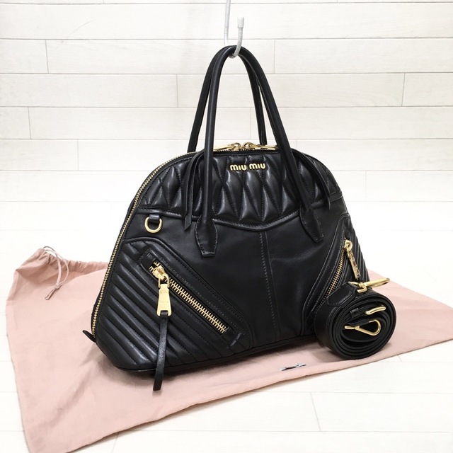 ☆美品・ギャランティ付☆MIUMIU NAPPA BIKERバイカー 2way