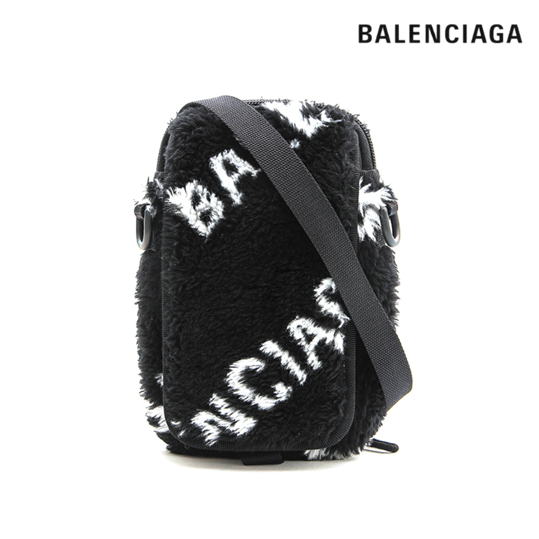 バレンシアガ BALENCIAGA ロゴ ファー ポーチ ショルダーバッグ