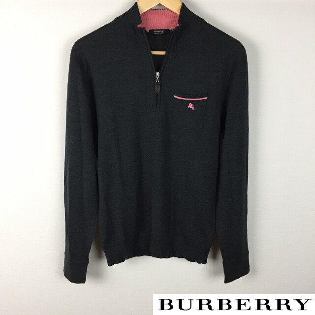 BURBERRY BLACK LABEL(バーバリーブラックレーベル)の美品 BURBERRY BLACK LABEL 長袖ニット チャコールグレー メンズのトップス(ニット/セーター)の商品写真