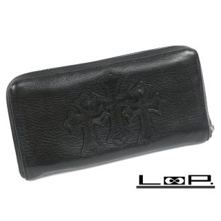 CHROME HEARTS クロムハーツ 1SNAP 3CEM CRS/1スナップクロスパッチ セメタリークロスパッチレザー財布 ブラック