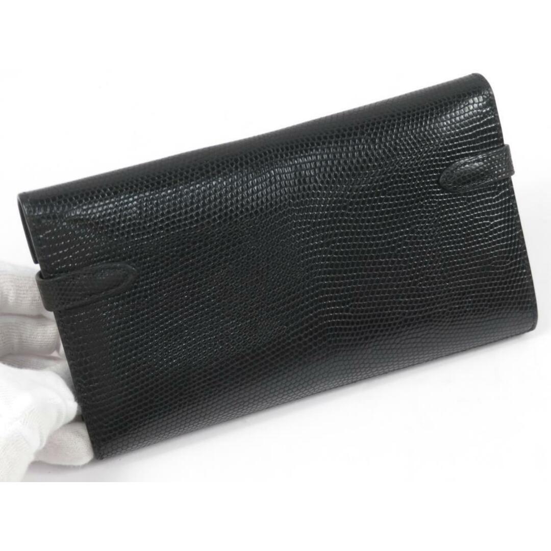 【値下げ】■美品■ エルメス ケリー ウォレット 長財布 ブラック リザード □Q刻 箱 【A64941】