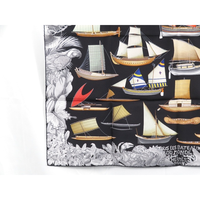 【最終値下げ 5/28日 01：59まで】■未使用■　エルメス カレ 90 Tous Les Bateaux du Monde 世界の帆船 スカーフ 【A66022】箱 3