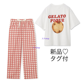 gelato pique - 新品タグ付♡ジェラートピケ　クッキー柄プリントTシャツ＆ギンガムチェック柄パンツ