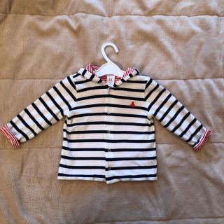 ベビーギャップ(babyGAP)のベビーギャップ✨リバーシブルボーダーパーカー　クマさん耳　80(ジャケット/コート)