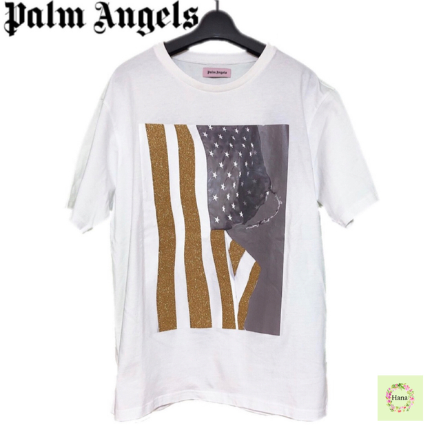 Palm Angels パームエンジェルス グリッター Ｔシャツ ホワイト裏地なし状態