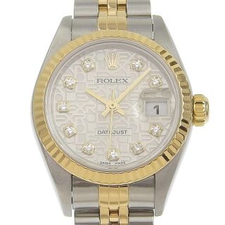 ロレックス(ROLEX)の【本物保証】 新品同様 ロレックス ROLEX デイトジャスト レディース 自動巻き 腕時計 10Pダイヤ コンピュータ文字盤 ホリコン 79173G K番(腕時計)