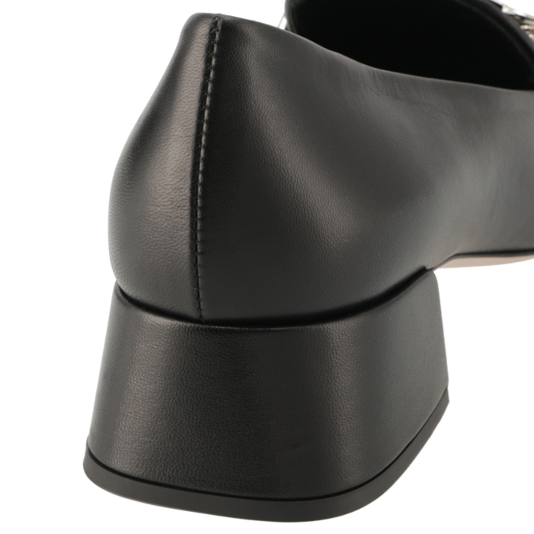 miumiu(ミュウミュウ)のミュウミュウ MIU MIU ローファー レザー 3.5cmヒール スクエアトゥ パンプス ブロックヒール フレアヒール 5D658DDX35 011 002 レディースの靴/シューズ(ローファー/革靴)の商品写真