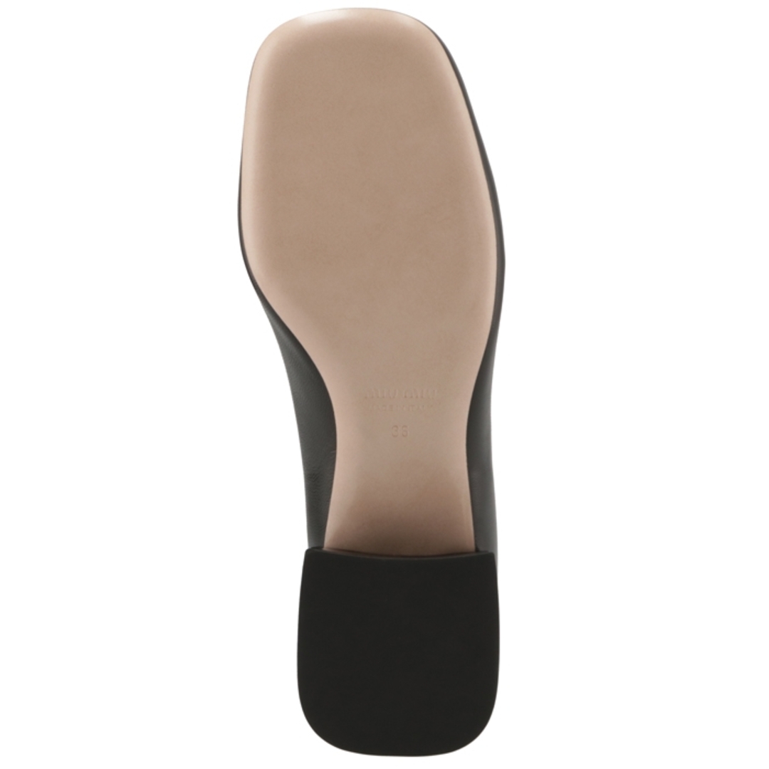miumiu(ミュウミュウ)のミュウミュウ MIU MIU ローファー レザー 3.5cmヒール スクエアトゥ パンプス ブロックヒール フレアヒール 5D658DDX35 011 002 レディースの靴/シューズ(ローファー/革靴)の商品写真
