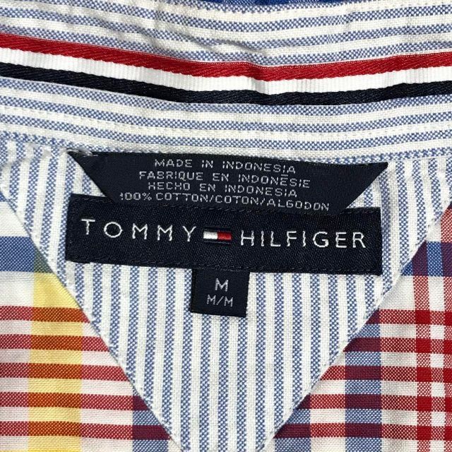 TOMMY HILFIGER(トミーヒルフィガー)の【マルチカラー】トミーヒルフィガー　刺繍ロゴ入り半袖チェックシャツ　E371 メンズのトップス(シャツ)の商品写真