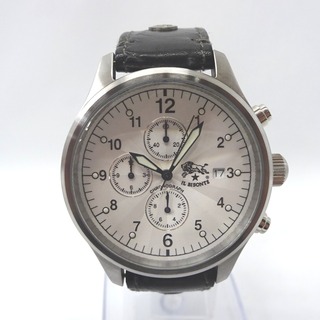 イルビゾンテ(IL BISONTE)のイルビゾンテ 腕時計 クォーツ クロノグラフ デイト 白文字盤 革ベルト メンズ IL BISONTE Ft1033951 中古(腕時計(アナログ))