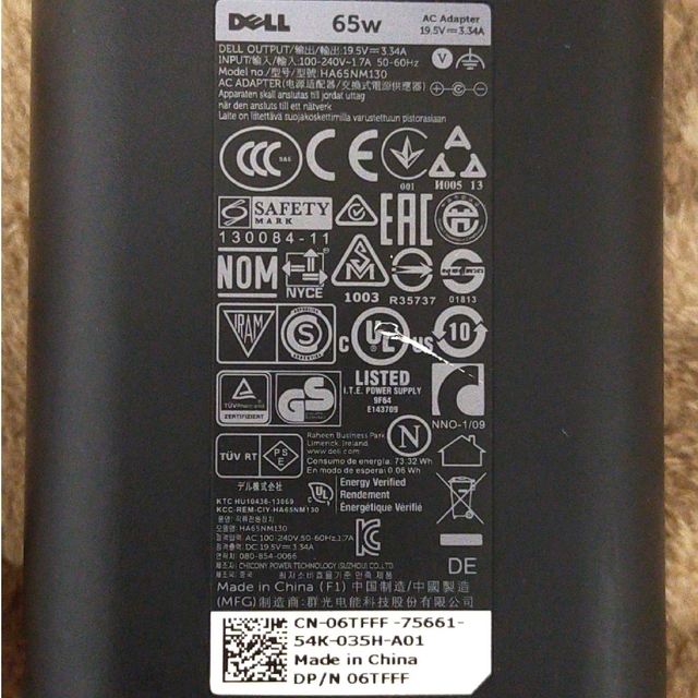 DELL(デル)のDELL acアダプター 19.5V 3.34A スマホ/家電/カメラのPC/タブレット(PC周辺機器)の商品写真