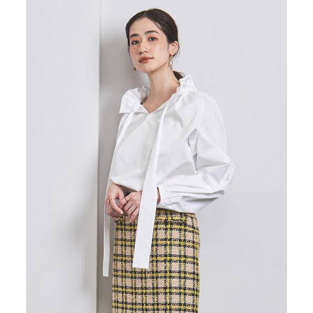 UNITED ARROWS ギャザーフリル リボン ブラウス 38 UNITED ARROWS ギャザーフリル リボン ブラウス 38