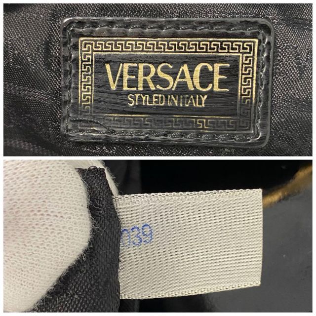 VERSACE ヴェルサーチ ハンドバッグ レザー 本革 ブラック ゴールド