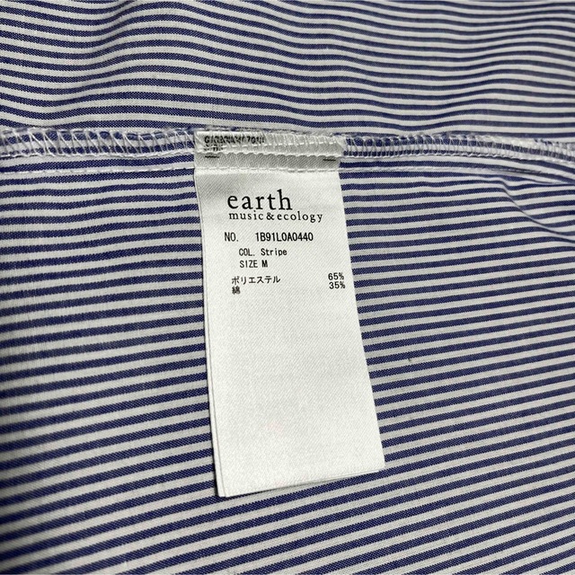 earth music & ecology(アースミュージックアンドエコロジー)のアースミュージック&エコロジー ストライプシャツ  フリル スタンドカラー レディースのトップス(シャツ/ブラウス(長袖/七分))の商品写真