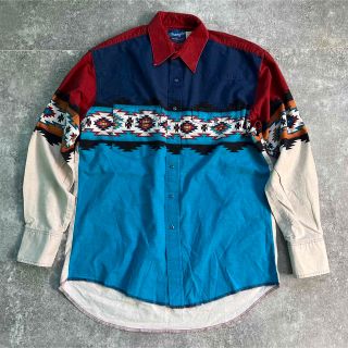 ラングラー(Wrangler)の90s【Wrangler】 ネイティブ柄 ヴィンテージ ウエスタンシャツ 古着(シャツ)