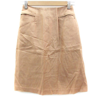 マリクレール(Marie Claire)のマリクレール フレアスカート ひざ丈 リネン 61 ブラウン 茶(ひざ丈スカート)