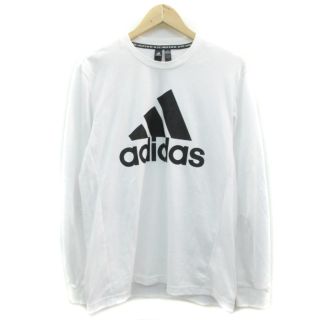 アディダス(adidas)のアディダス Tシャツ カットソー 長袖 クルーネック プリント O ホワイト 白(Tシャツ/カットソー(七分/長袖))