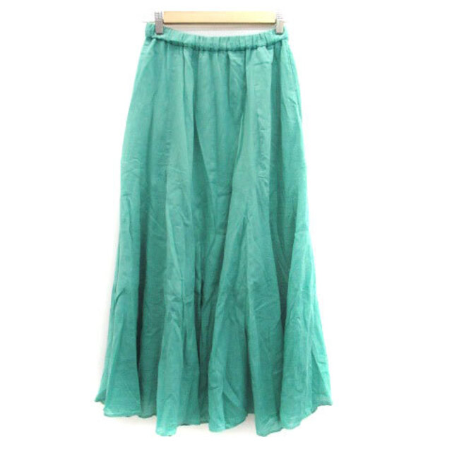 BAYFLOW(ベイフロー)のベイフロー フレアスカート ロング丈 マキシ丈 リネン混 3 緑 グリーン レディースのスカート(ロングスカート)の商品写真