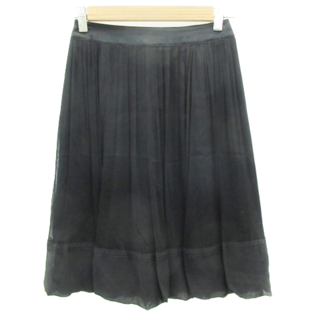 BRAHMIN(ブラーミン)のブラーミン BRAHMIN フレアスカート ひざ丈 シルク 36 ブラック 黒 レディースのスカート(ひざ丈スカート)の商品写真