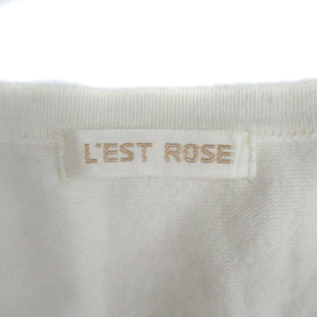 L'EST ROSE(レストローズ)のレストローズ ニット カットソー ボーダー柄 レース チュール 2 白 レディースのトップス(ニット/セーター)の商品写真