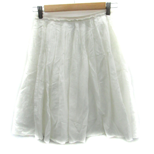 ROPE’(ロペ)のロペ ROPE フレアスカート ひざ丈 シルク混 36 白 ホワイト レディースのスカート(ひざ丈スカート)の商品写真