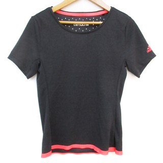 アディダス(adidas)のアディダス クライマチル カットソー Tシャツ 半袖 ロゴ 黒 赤 /FF19(カットソー(半袖/袖なし))