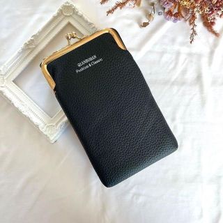 【新品】スマホショルダー・ポーチ バッグ 財布 斜め掛け 2WAY ブラック無地(ショルダーバッグ)