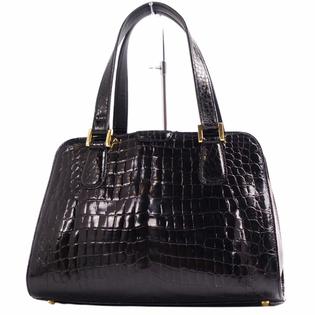 美品 コト coto JRA バッグ ハンドバッグ トートバッグ シャイニークロコ ワニ革 ゴールド金具 カバン レディース ブラック | フリマアプリ ラクマ