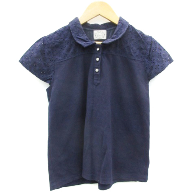 tocco(トッコ)のトッコ TOCCO シャツ 半袖 ポロカラー レース M L ネイビー レディースのトップス(シャツ/ブラウス(半袖/袖なし))の商品写真