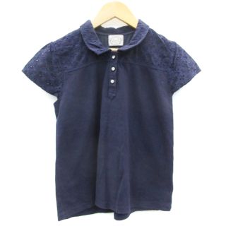 トッコ(tocco)のトッコ TOCCO シャツ 半袖 ポロカラー レース M L ネイビー(シャツ/ブラウス(半袖/袖なし))