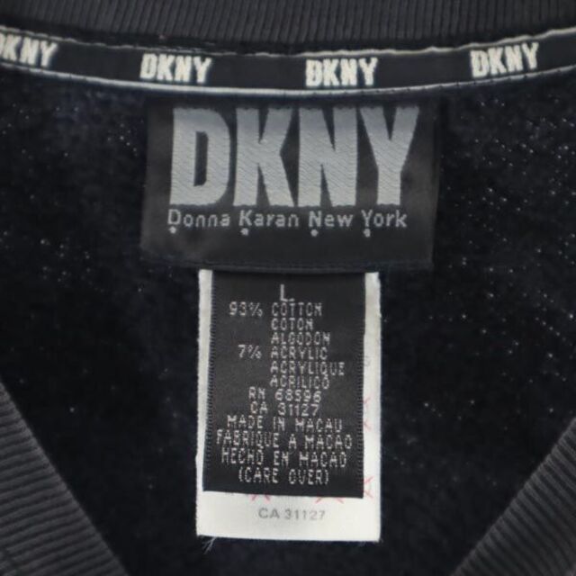 ディーケーエヌワイ ロゴ刺繍 スウェット 長袖トレーナー L 黒系 DKNY 裏起毛 メンズ   【230331】 7