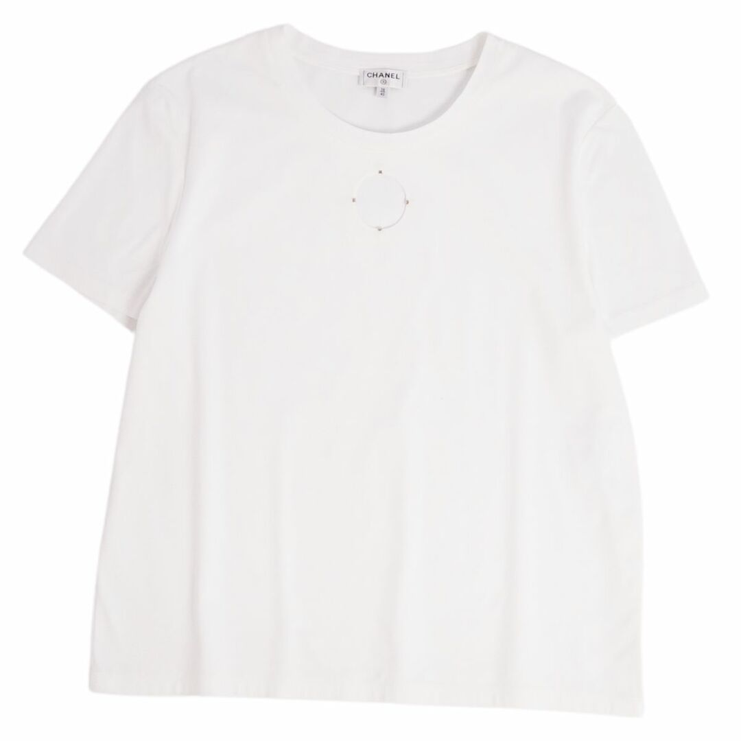美品 シャネル CHANEL Tシャツ カットソー 半袖 ショートスリーブ 無地 コットン トップス レディース 38/40(M相当) ホワイト | フリマアプリ ラクマ